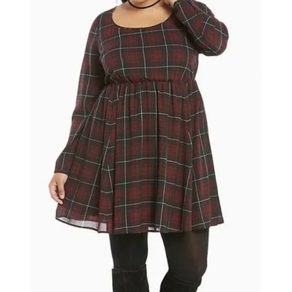 Women's Plus Size Torrid Plaid Long Sleeve Skater Dress Size 4X